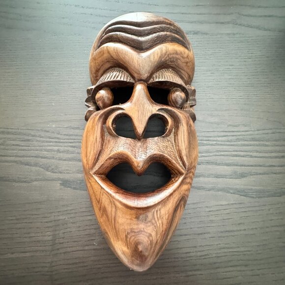 Rare Vintage Large Carved Solid Wood African Tribal Mask Wall Art Eclectic Decor - Picture 1 of 7